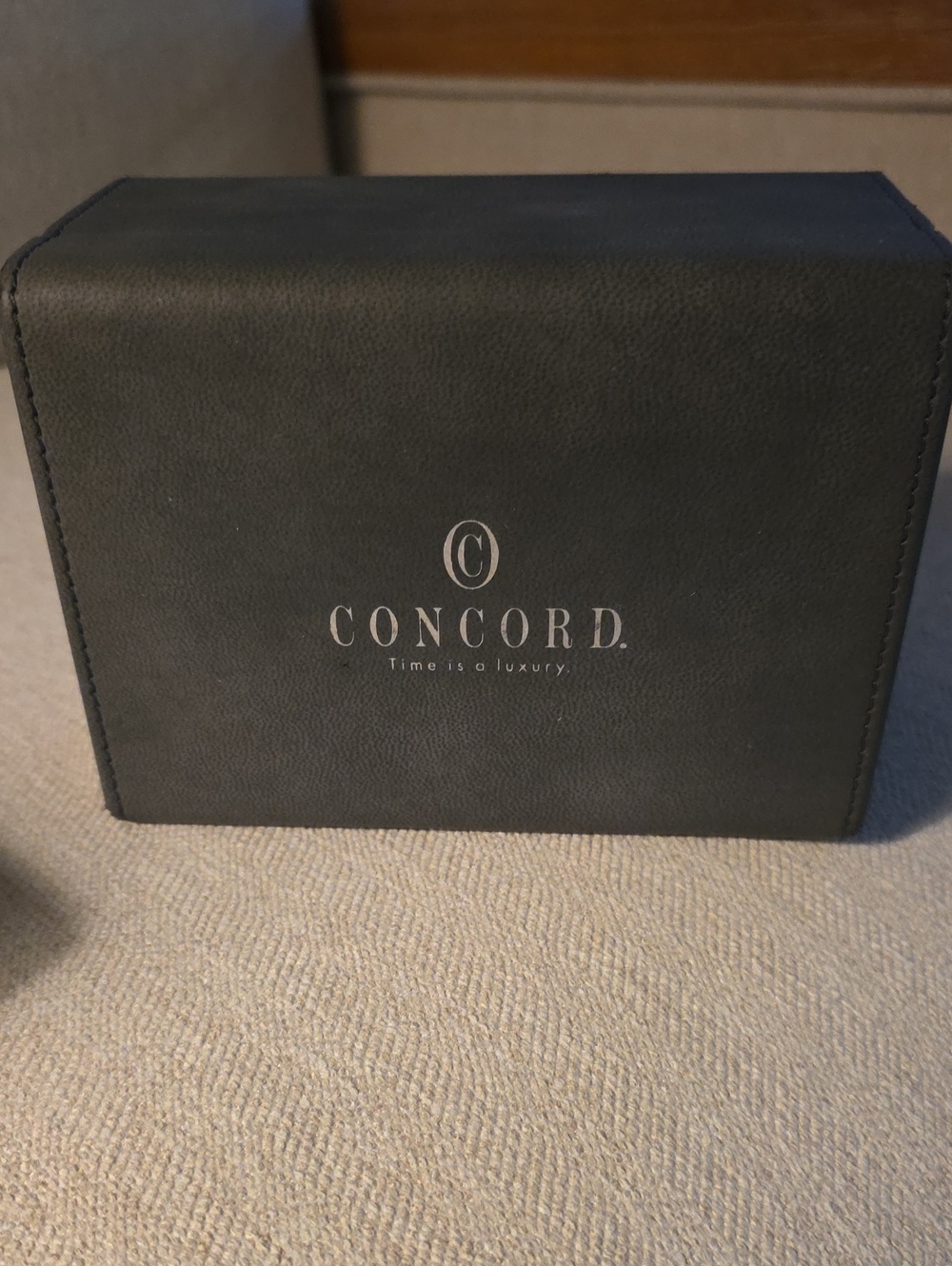 Concord Gray Leather Watch Box with Silver Logo
